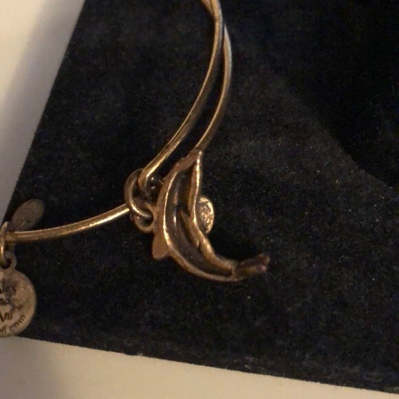 Alex and Ani Gold Bracelet Bangle Dolphin Expandable Charm Wire Ocean Sea Animal - Picture 5 of 5